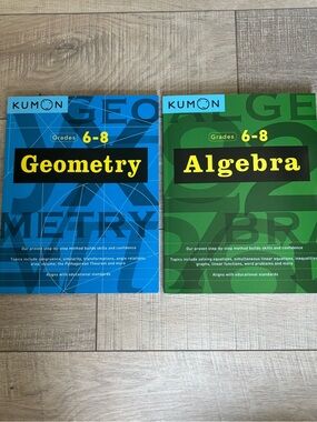 Kumon Math algebra and geometry workbooks set of two